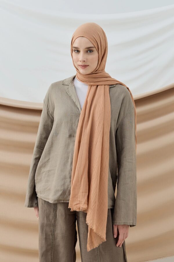 Organic Scarfs Bambu Kraş Şal Modeli -Kum beji