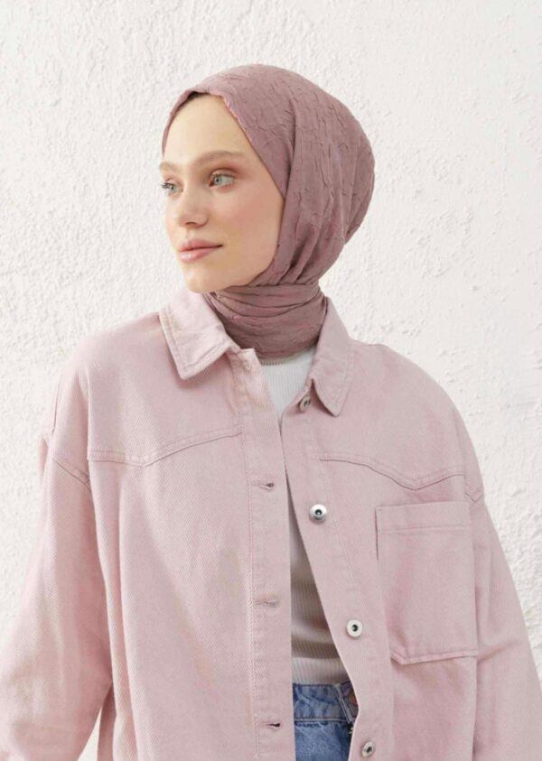 Organic Scarfs Bambu Kraş Şal Modeli -Buz Pembe