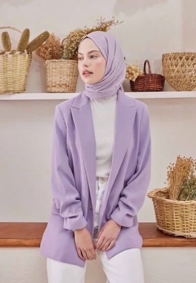 Organic Scarfs Bambu Kraş Şal Modeli - Pastel Lila