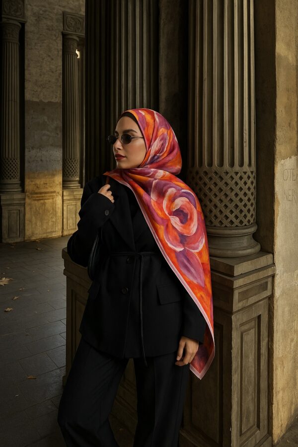 MAGNOLIA DESEN PAMUK İPEK ŞAL-6203253-Pudra