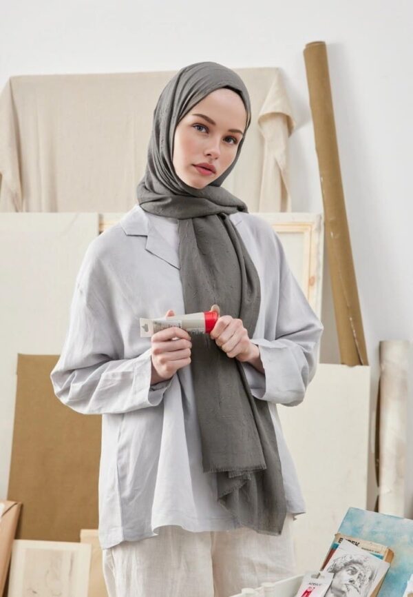 Organic Scarfs Bambu Kraş Şal Modeli - Antrasit