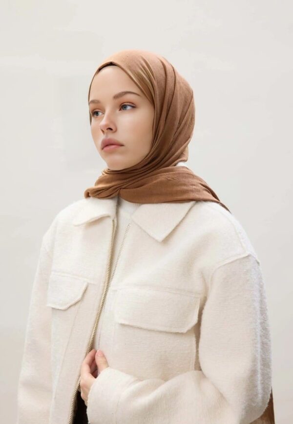 Organic Scarfs Bambu Kraş Şal Modeli -Camel