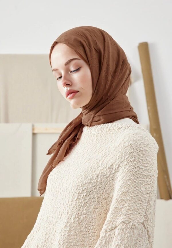 Organic Scarfs Bambu Kraş Şal Modeli - Çikolata