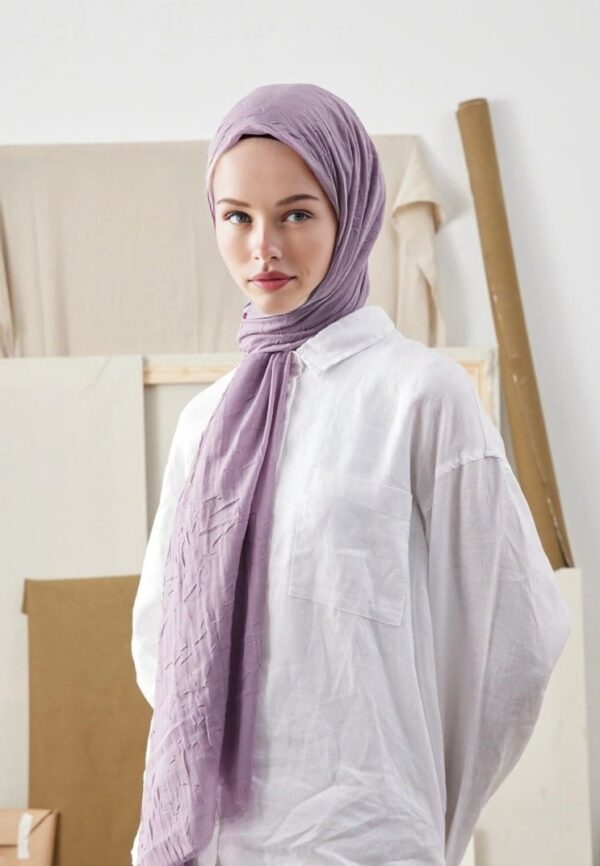 Organic Scarfs Bambu Kraş Şal Modeli - Eflatun