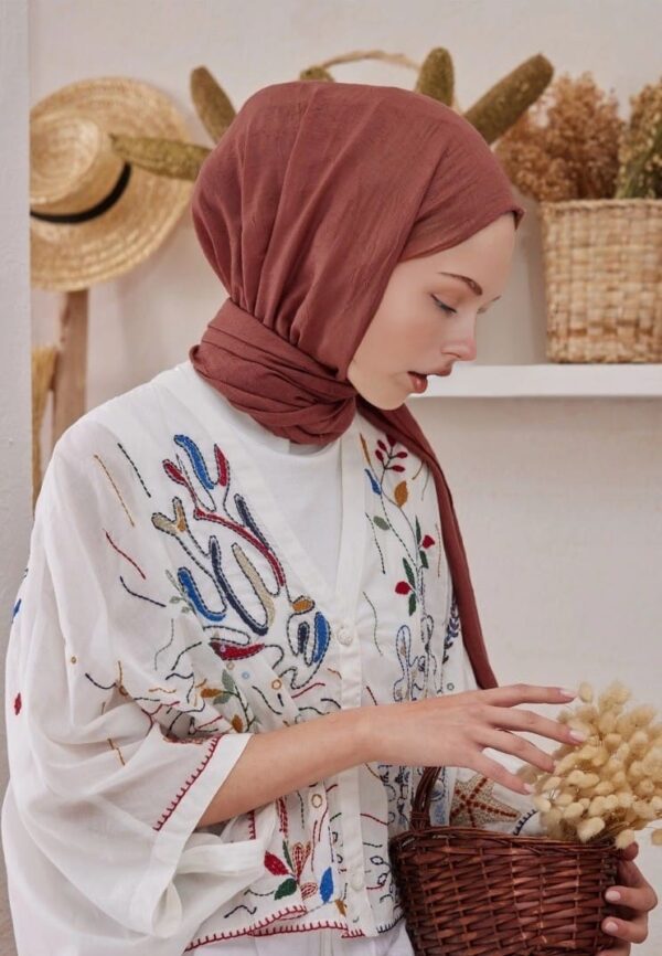 Organic Scarfs Bambu Kraş Şal Modeli - Gül Kurusu