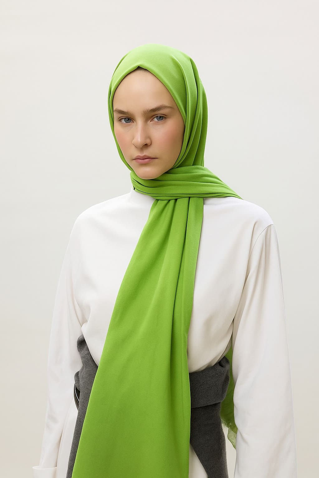 Organic Scarfs Pamuk Kraş Cazz Şal Modeli - Lime