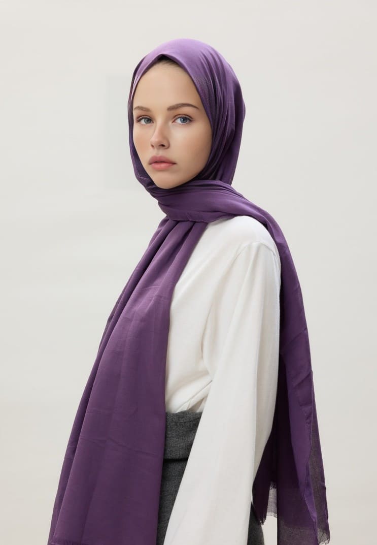 Organic Scarfs Pamuk Kraş Cazz Şal Modeli - Mor
