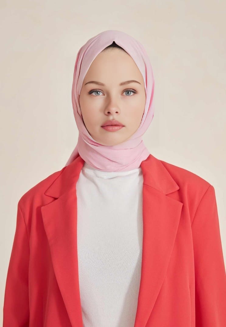 Organic Scarfs Pamuk Kraş Cazz Şal Modeli - Pembe