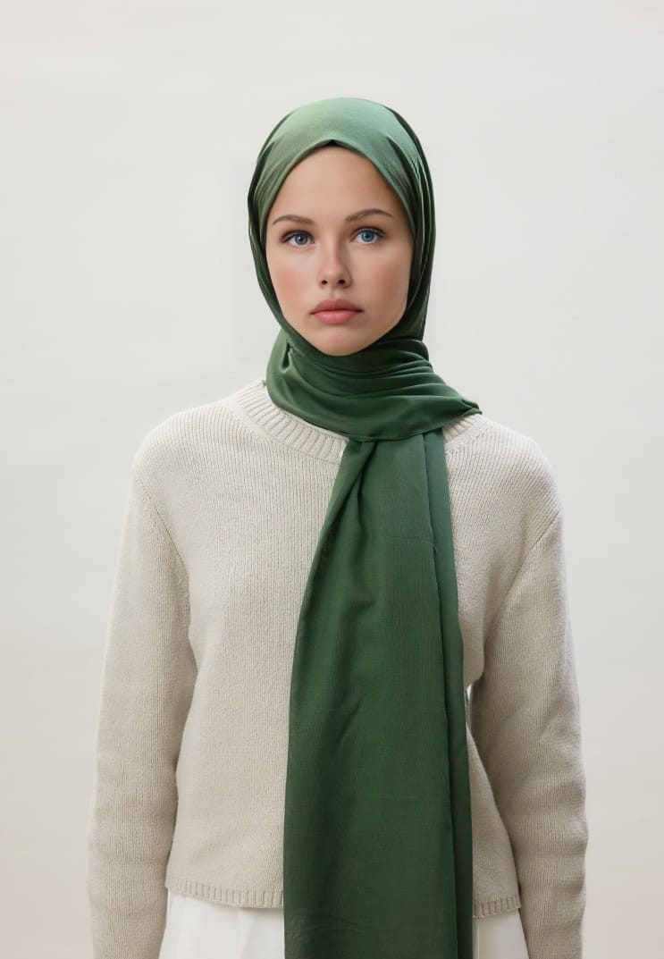 Organic Scarfs Pamuk Kraş Cazz Şal Modeli - Yeşil