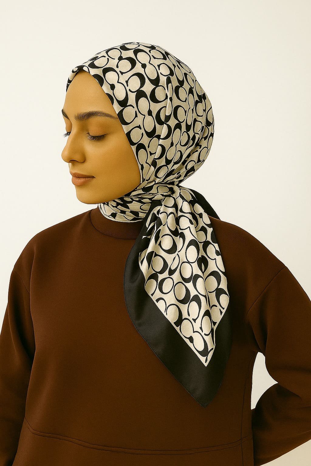 Coach Desen Vual İpek Eşarp-86826-Beyaz