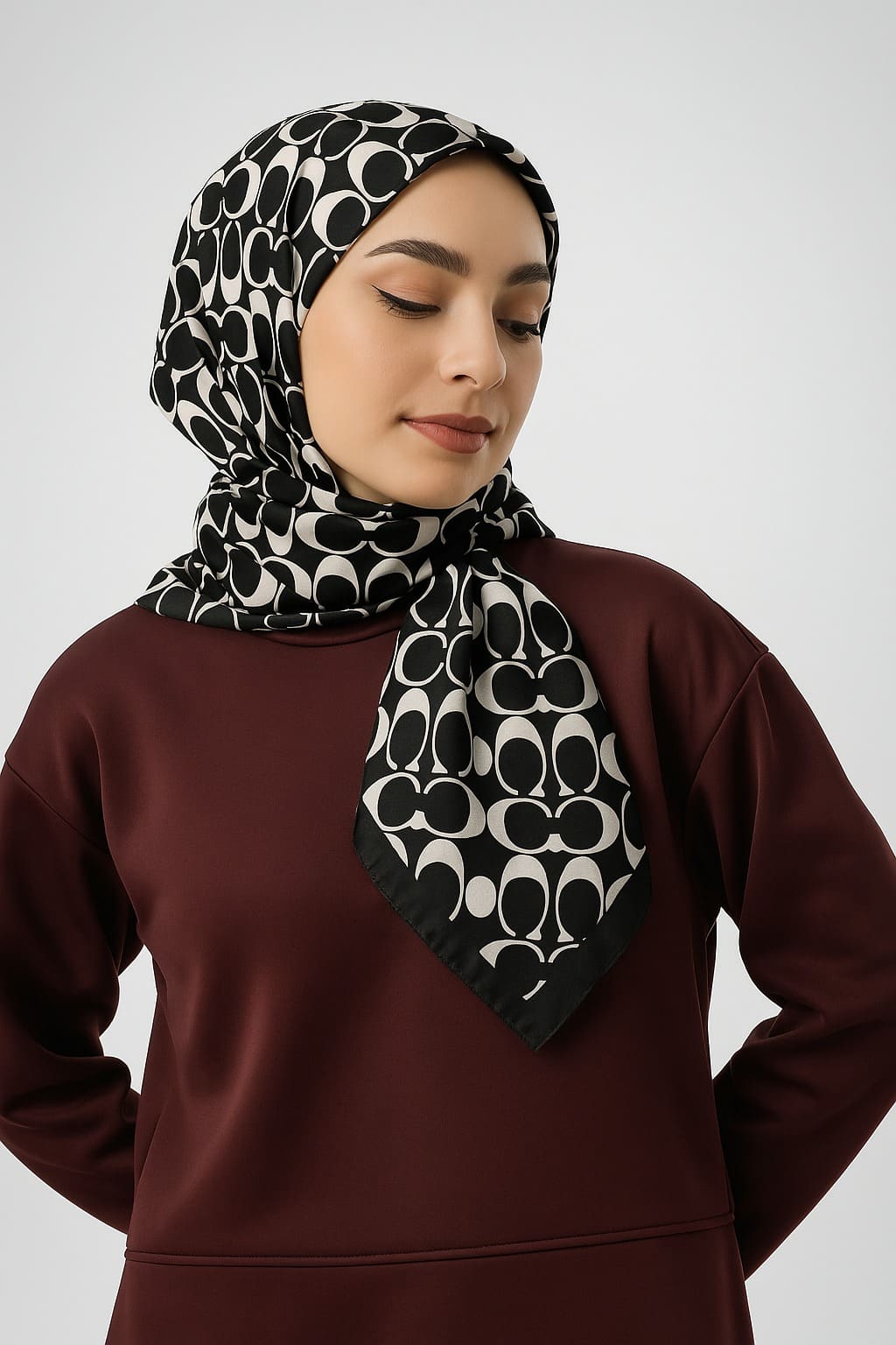 Coach Desen Vual İpek Eşarp-86826-Siyah