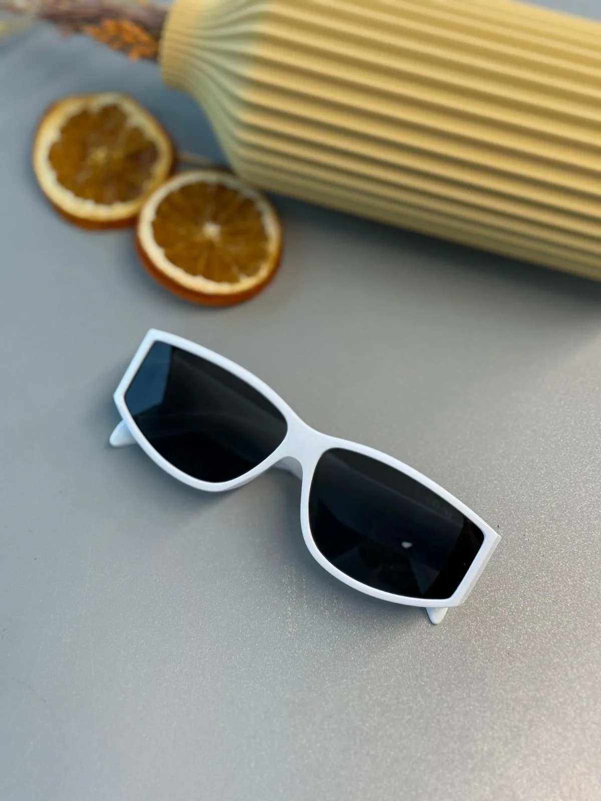 Celine Slim Rectangular Güneş Gözlüğü- Beyaz