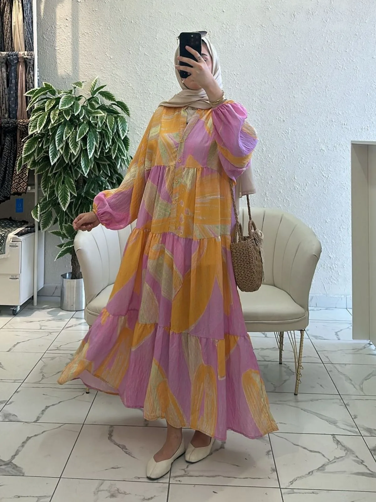 Mango Tropik Elbise -  Günbatımı