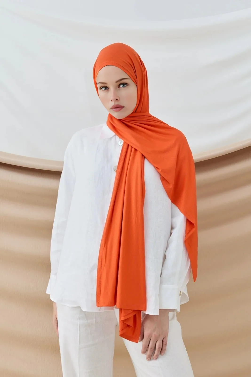 Penye Şal Hijap Modeli - Somon