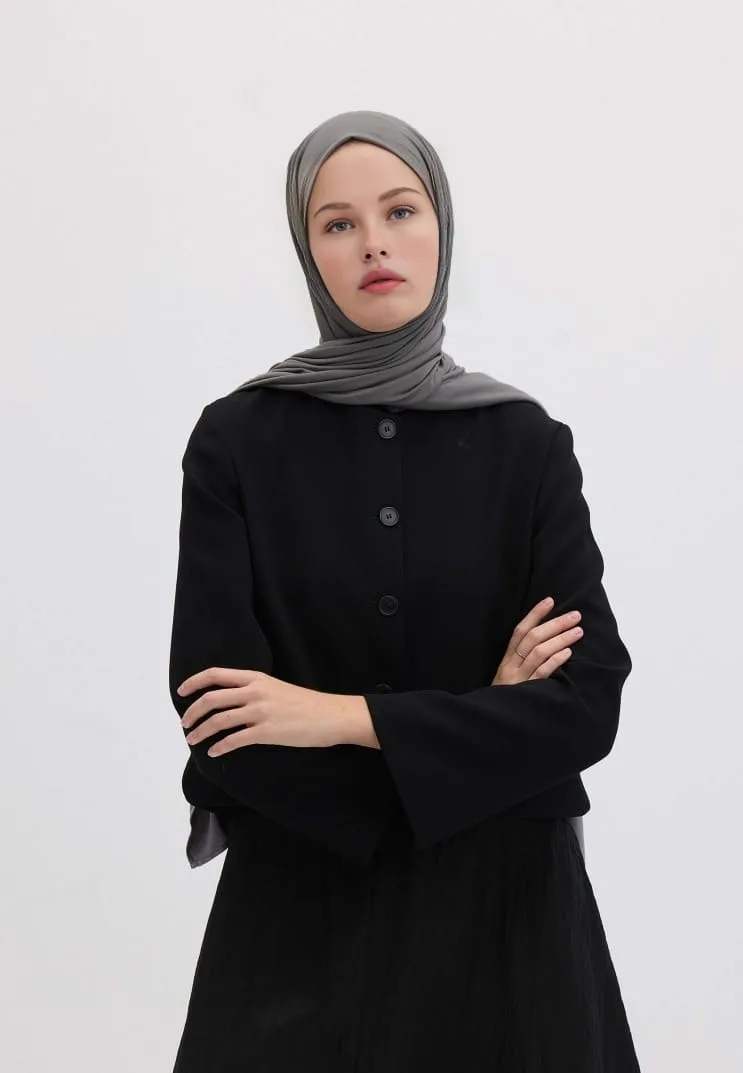 Penye Şal Hijap Modeli - Antrasit