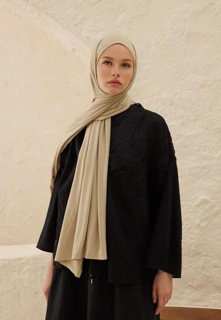 Penye Şal Hijap Modeli - Bej