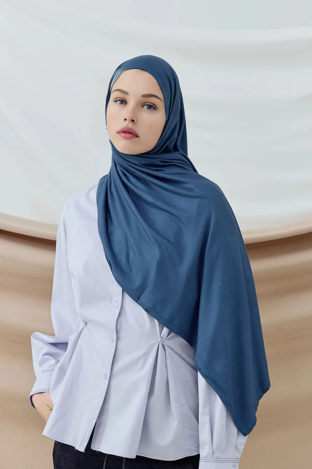 Penye Şal Hijap Modeli - Petrol