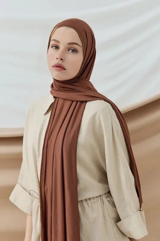 Penye Şal Hijap Modeli - Fındık kahvesi