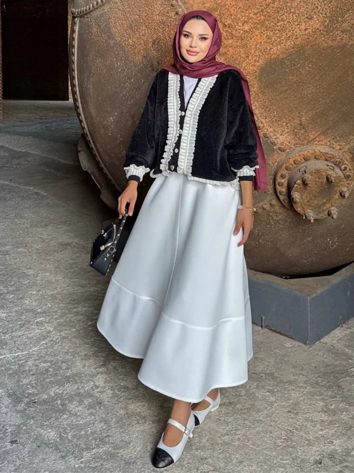 Zerian Angora Fırfır Detay Hırka  HRK100261 - Siyah