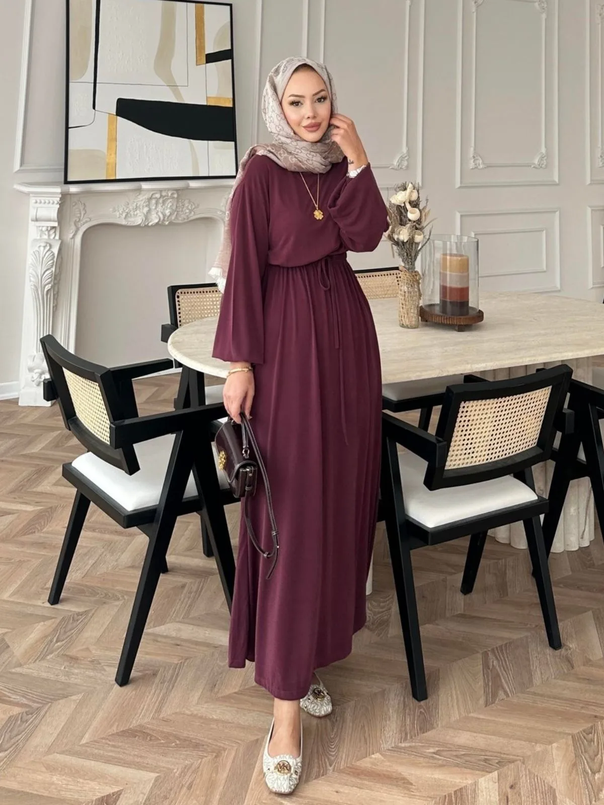 Liona Modal Elbise BÜYÜK BEDEN L100261 – Bordo