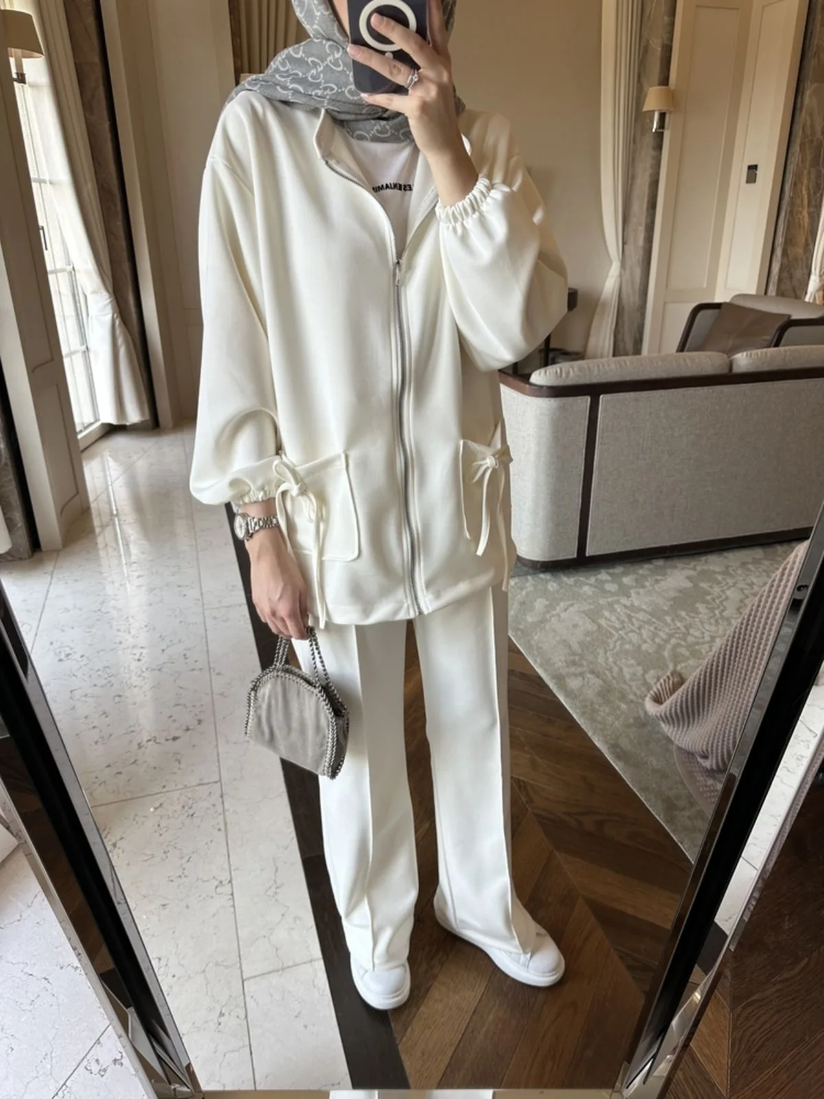 Premium Oysho Liona  İkili Takım TK100256 - Beyaz İnci