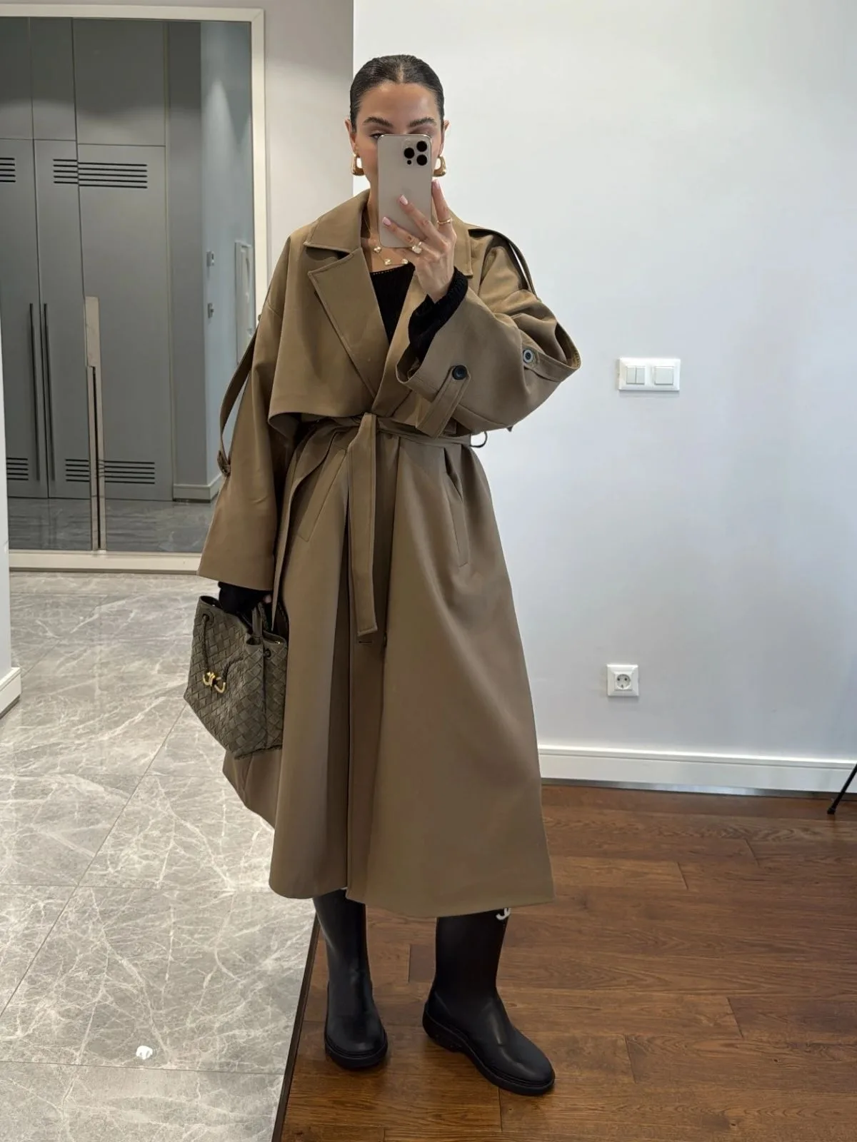 Pelerin Detay  Kuşaklı Trençkot DŞ100236 - Camel