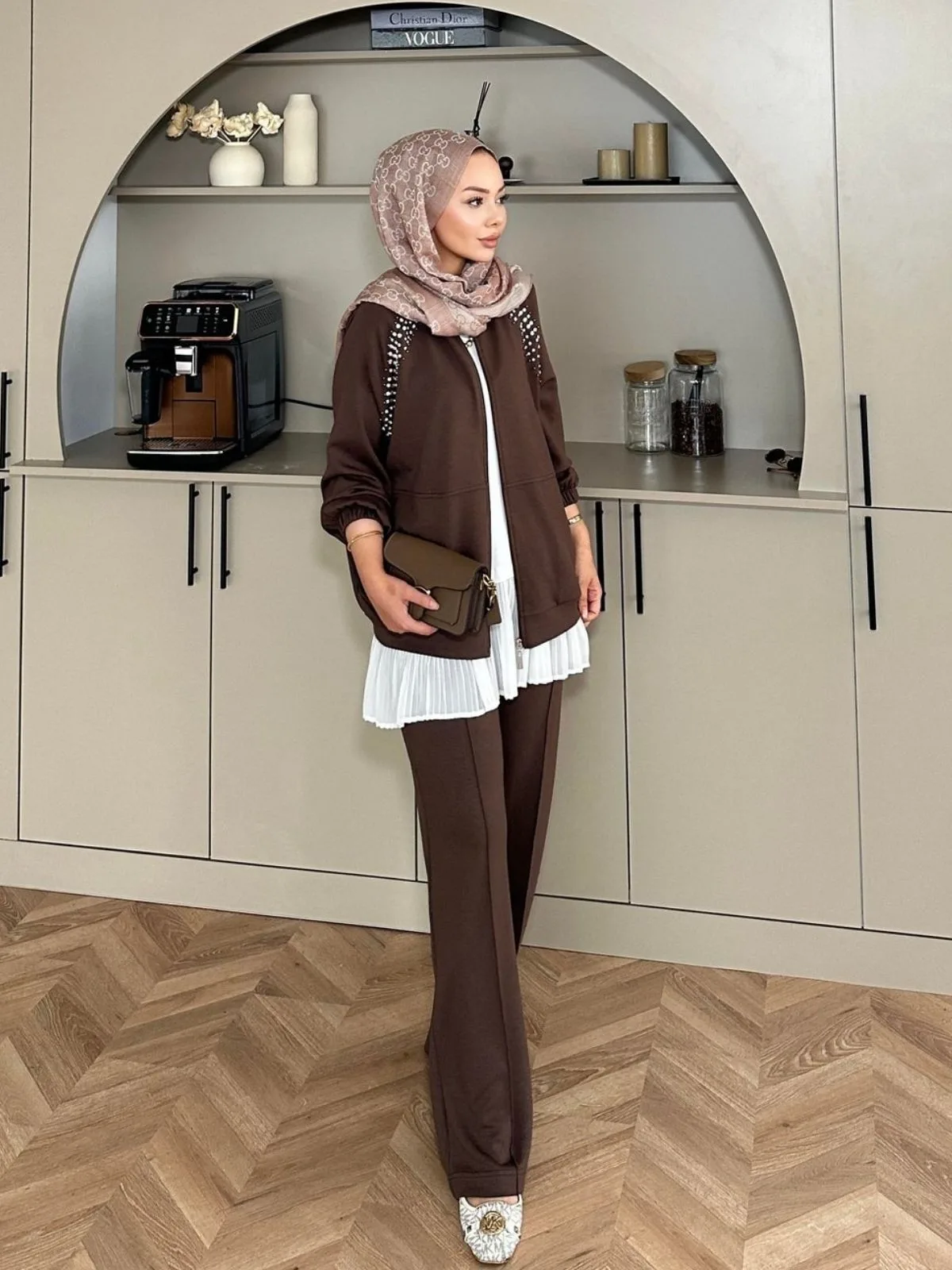 Kai Oysho Taşlı Bomber İkili Takım BÜYÜK BEDEN  TK100247  - Kahve