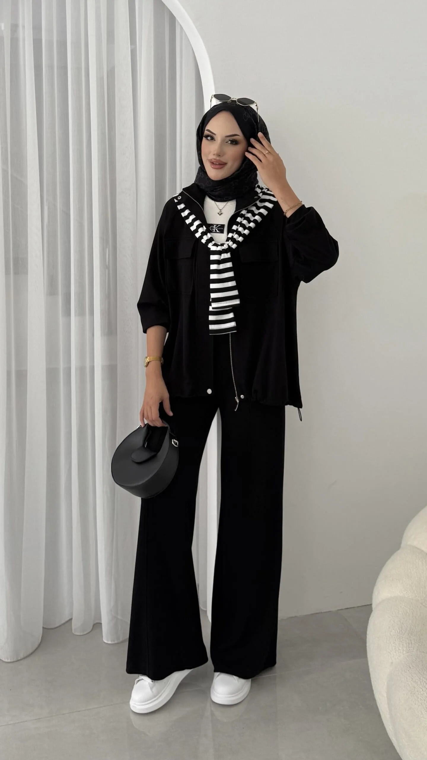 Premium Oysho  Bomber İkili Takım BÜYÜK BEDEN TK100248  -  Siyah