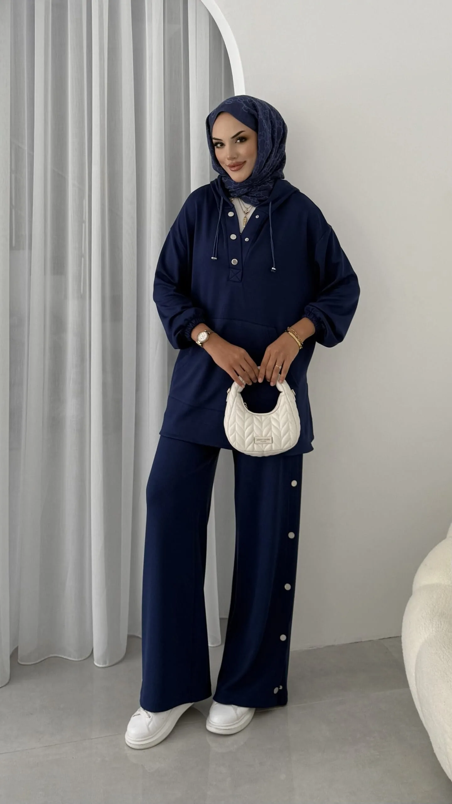 Premium Oysho Çıtçıtlı ı İkili Takım BÜYÜK BEDEN TK100242  - Lacivert