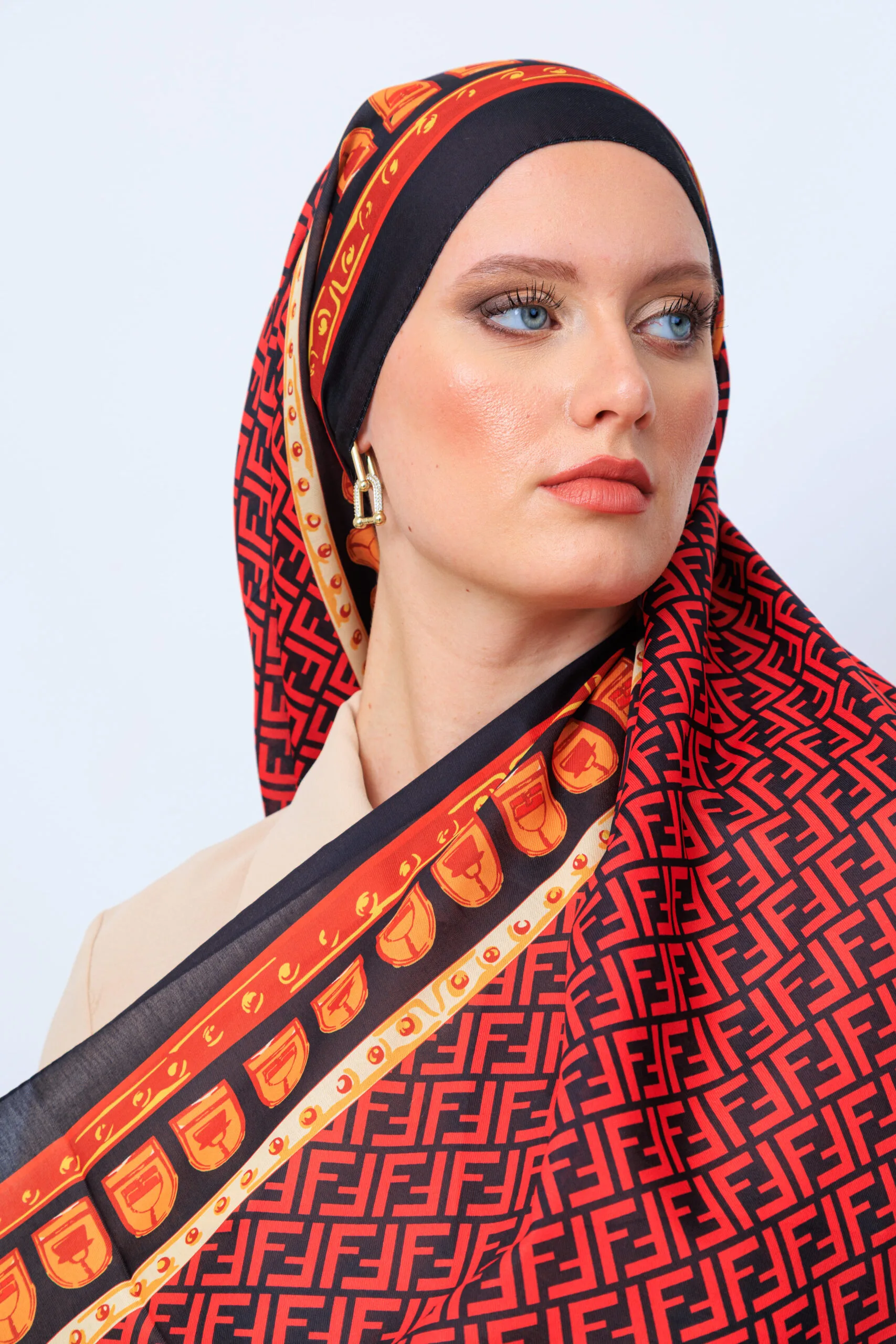 Fendi Monogram Pamuk Soft Şal 64302 - Bordo