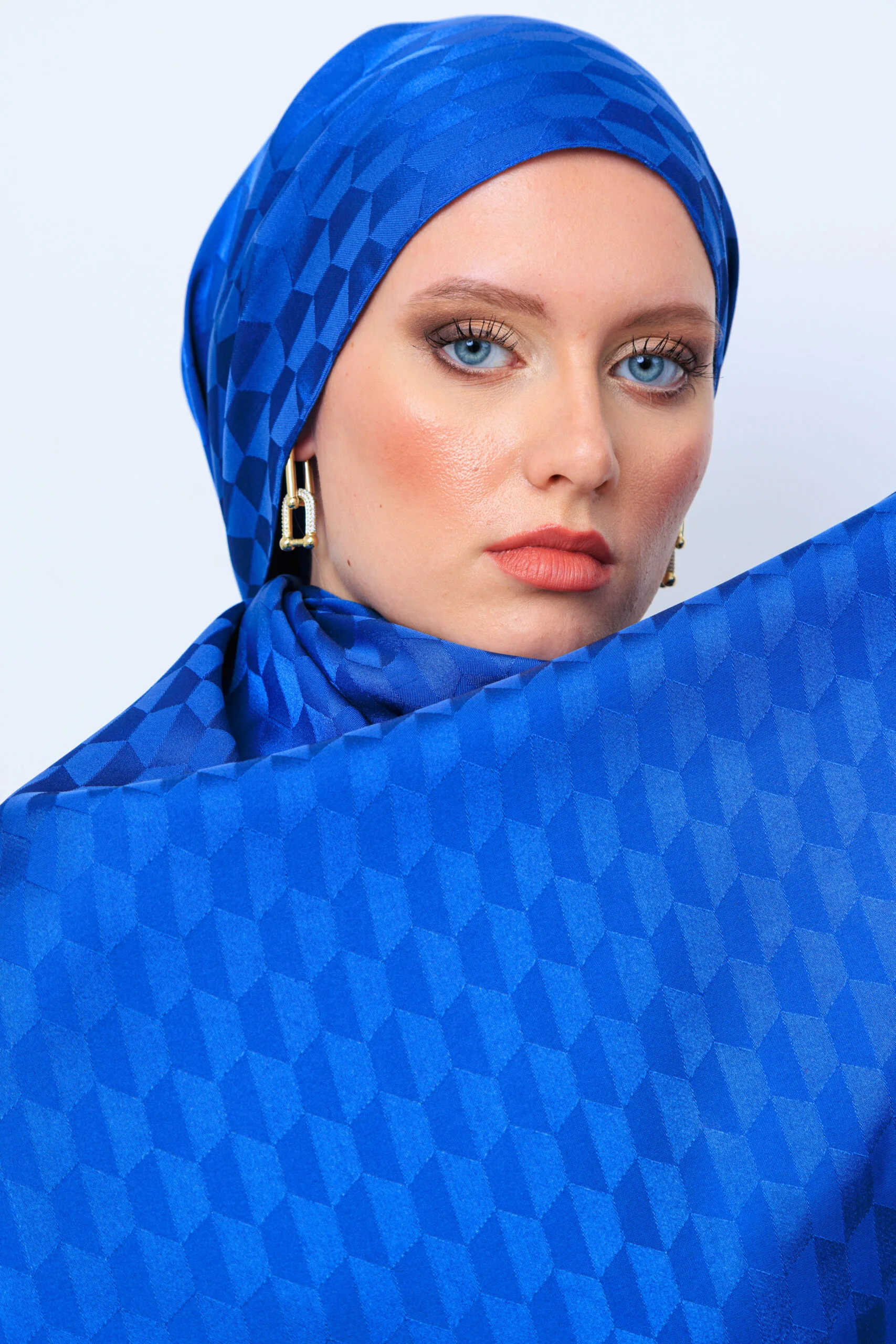 Qoza Desen İpeksi Jakar Şal - İndigo