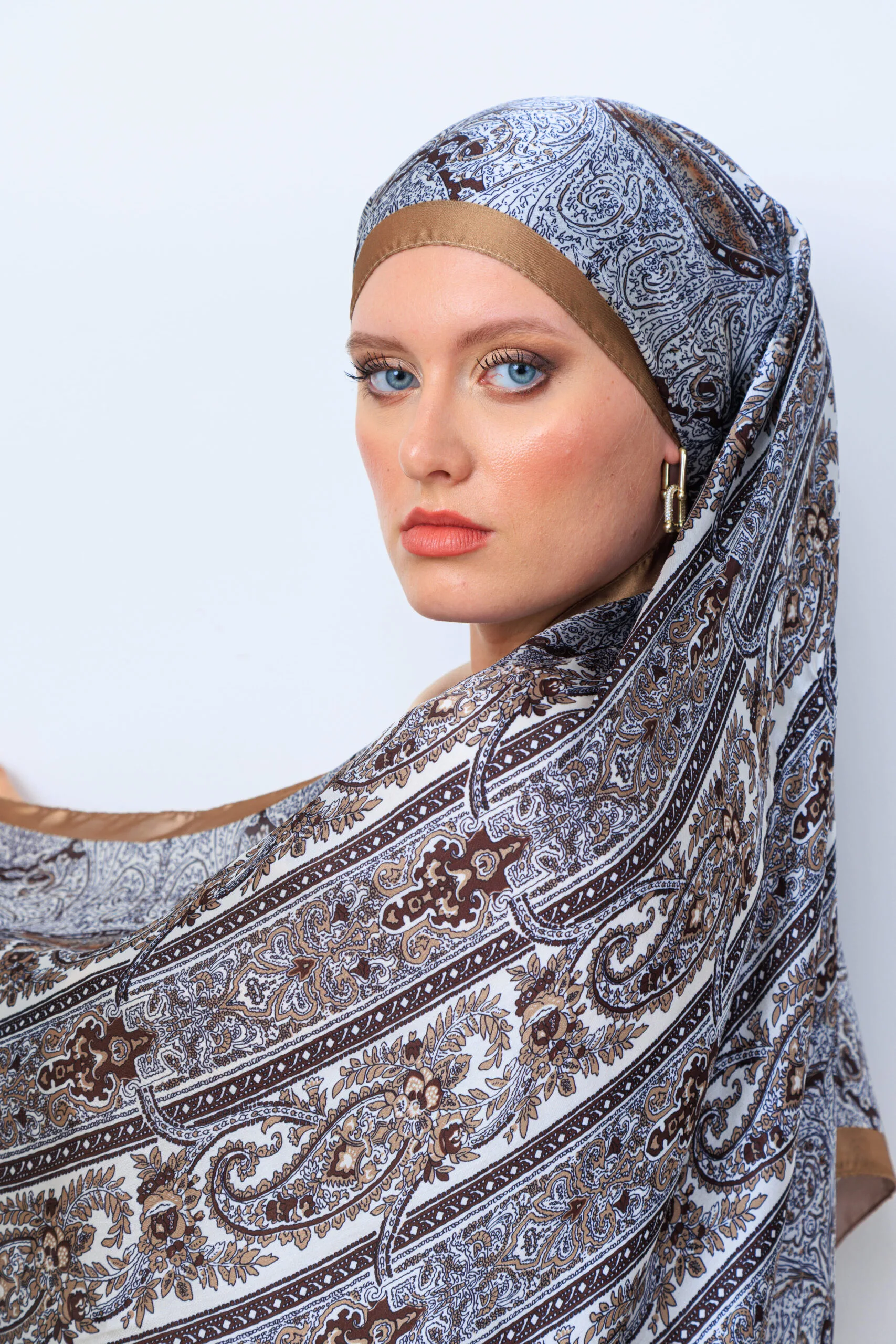 Etro Marka Yeni Sezon İthal Etnik Desen Vual İpek Şal - Bal Köpüğü