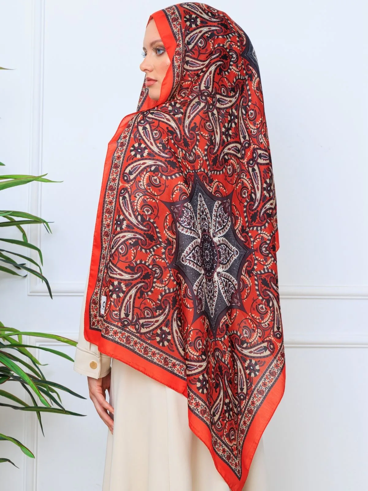 Etro Buta Desenli Pamuk Soft Şal - 377350 - Turuncu