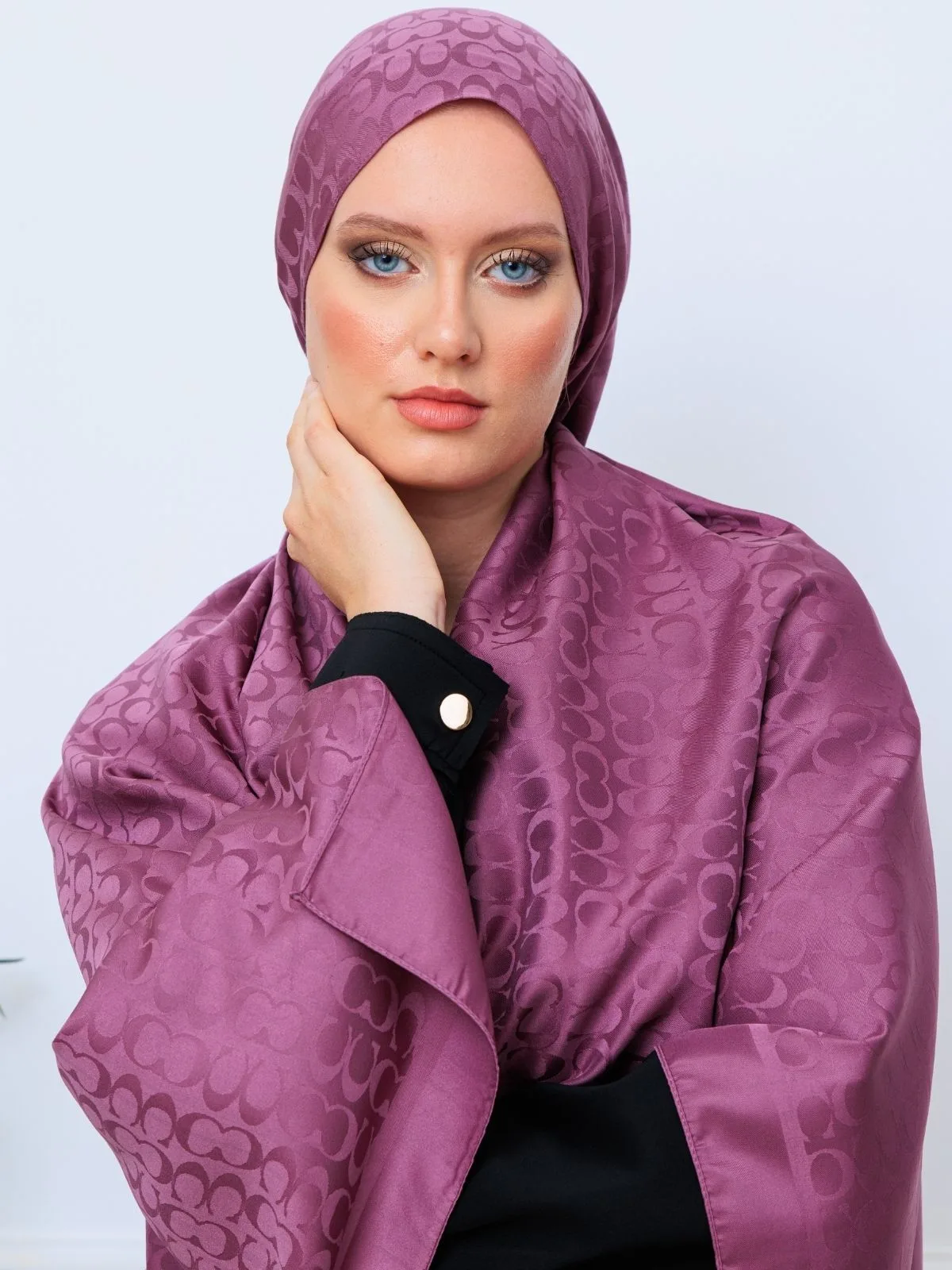 Coach İthal Pamuk Jakar İpek Şal 23141 - Eflatun