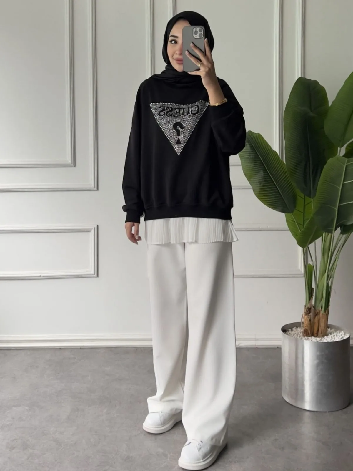 Ges Zoi Taş Detay Sweat SWT100439 - Siyah