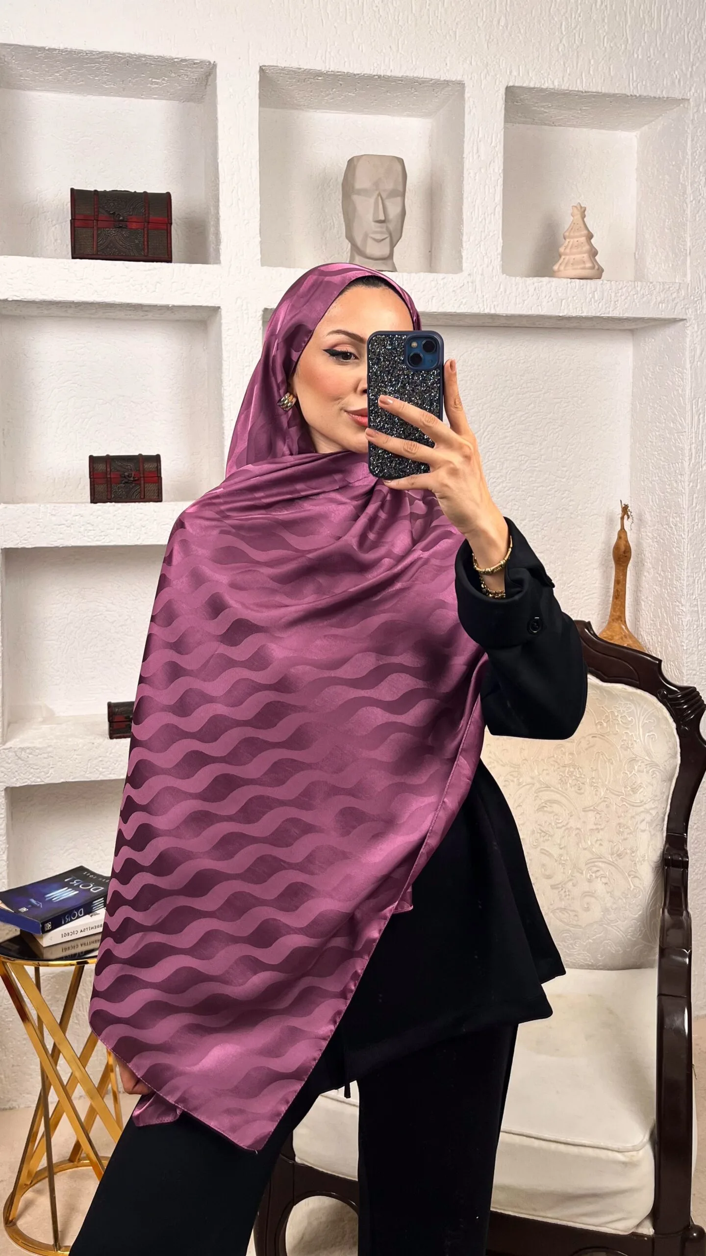 Su Yolu Pamuk Jakar Şal - Şarabi