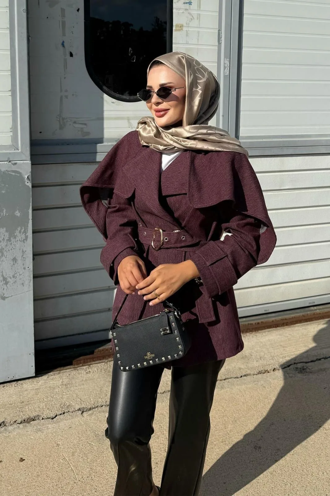 Yarasa Kollu Kruvaze Lupin Kot Ceket CKT100274 – Bordo