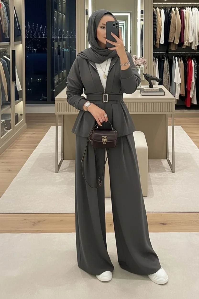 Premium Oysho Elina  İkili Takım TK100246  - Füme