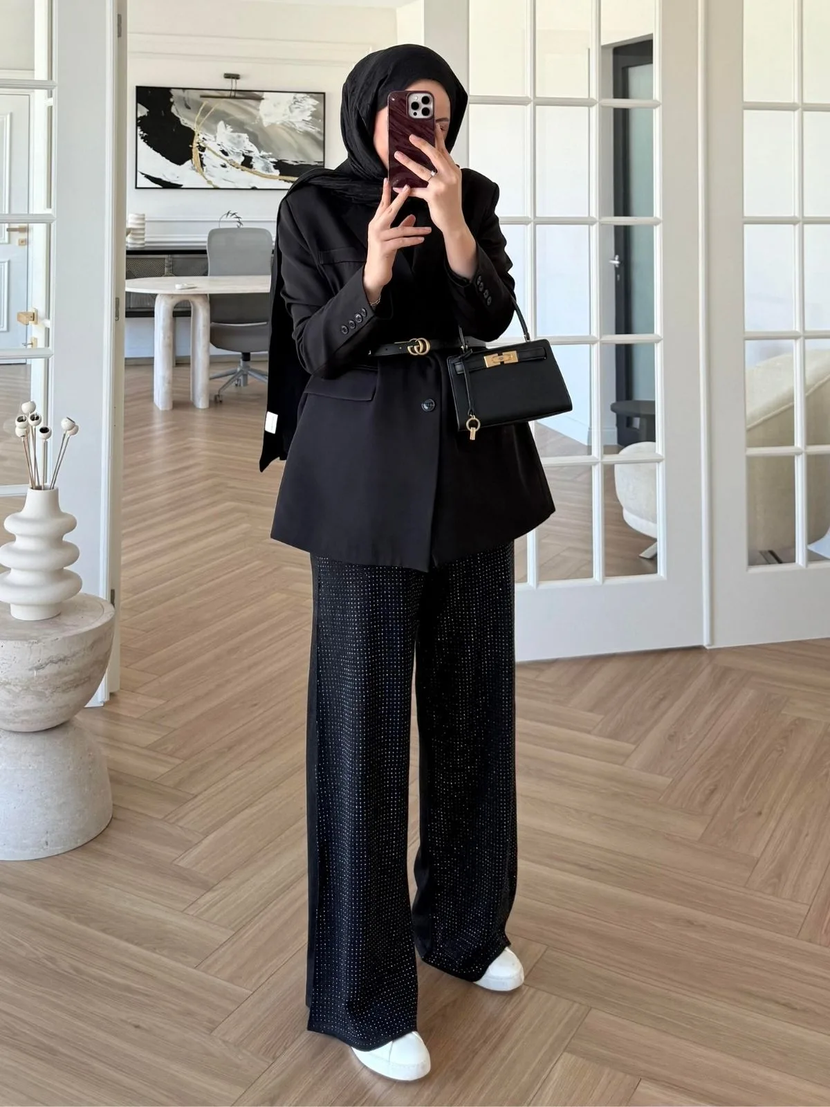 Taşlı Triko Pantolon PNT100293 - Siyah