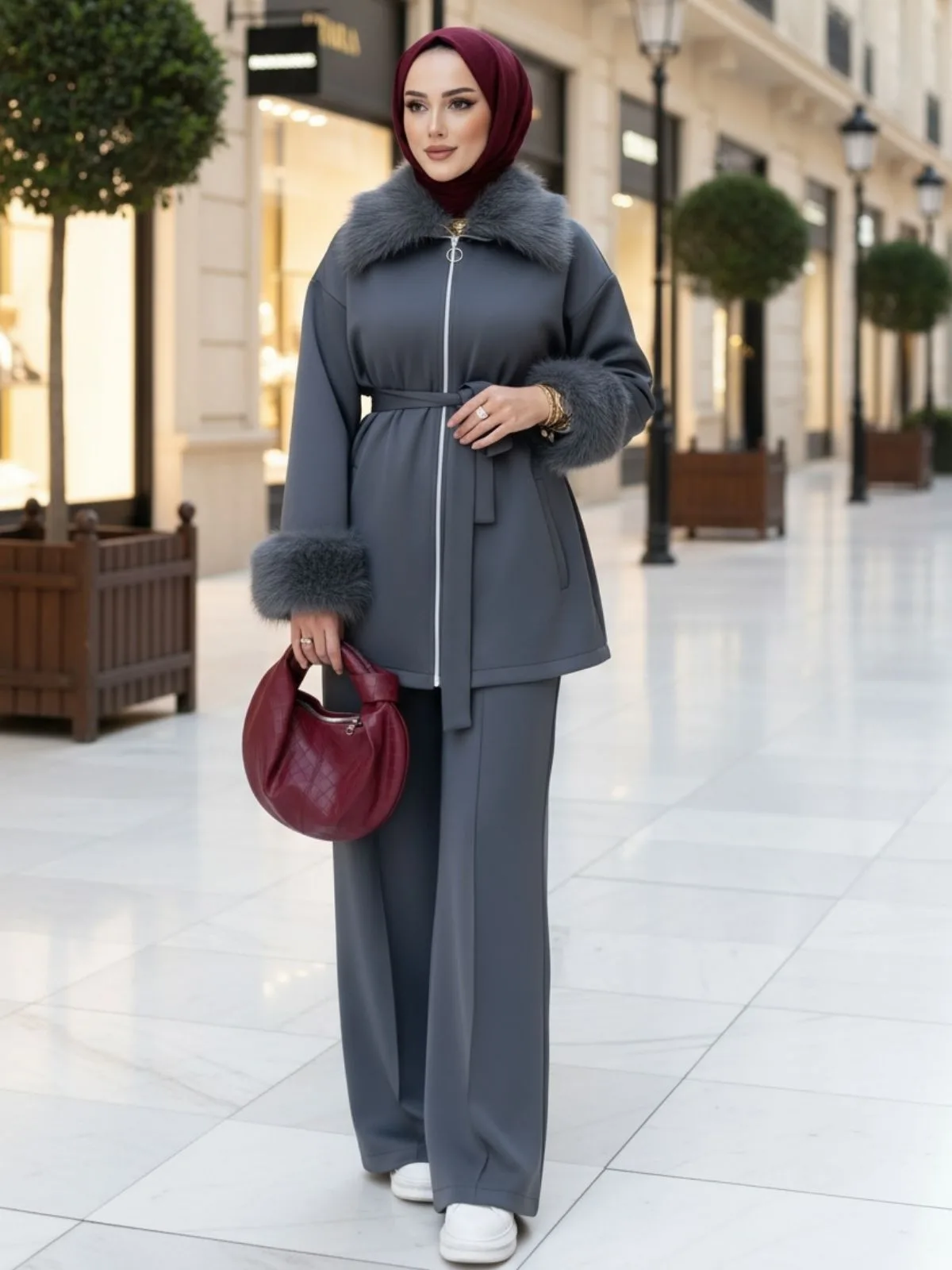 Kürklü Roliy Scuba İkili Takım TKM100451 – Antrasit